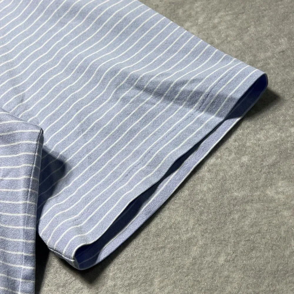 Polo Ralph Lauren Shirt Mens Large Blue Striped Short Sleeve Polo Soft Cotton - Picture 4 of 13